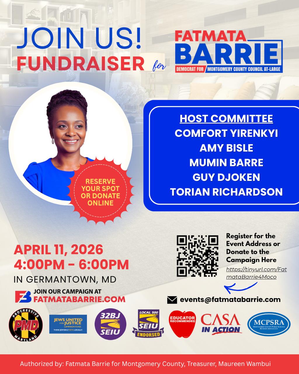 Event graphic: Fundraiser for Fatmata Barrie